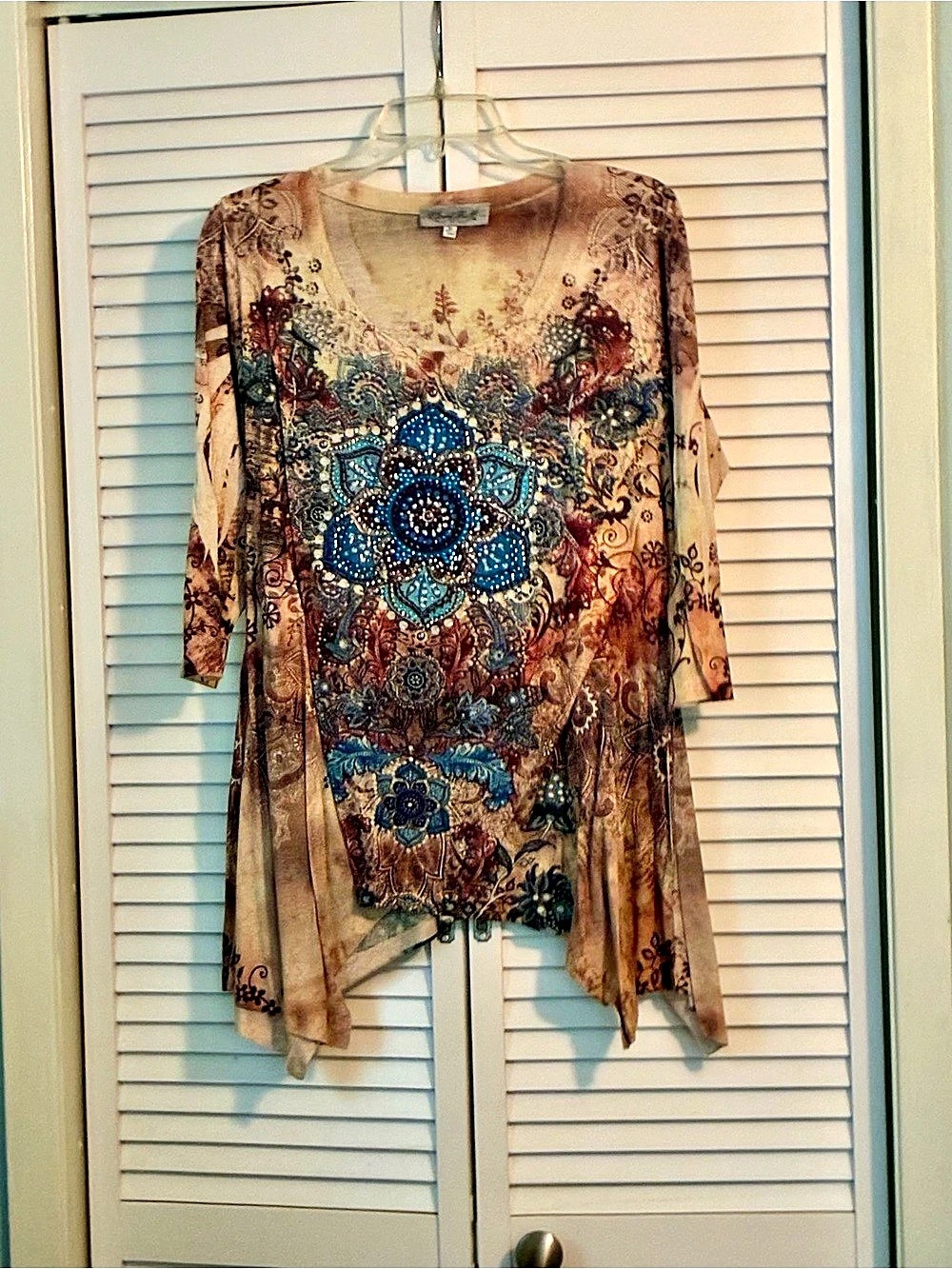 Closet Full Abstract Layered Tunic Set Brown & Blue XL